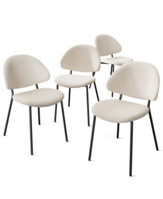 Boucle Dining Chairs - Set of 4 White