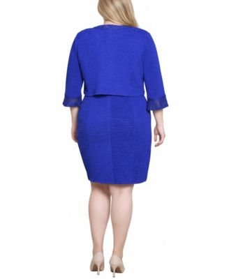 Plus Size Size Two Piece Novelty Knit and Lace Dress Set