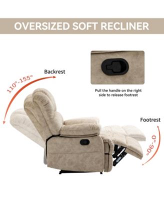 Large Manual Recliner Chair in Fabric for Living Room