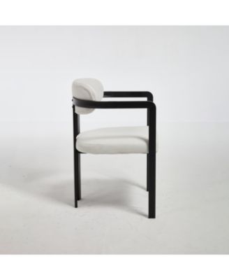 Boucle Dining Chairs Set of 2, Mid-Century Modern, Black Metal Legs