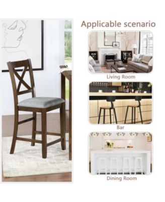 Counter Height Chairs (Set of 4), Padded Seat, Walnut