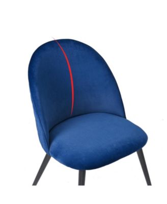  Navy Blue Velvet Dining Chairs, Black Legs, Set of 4