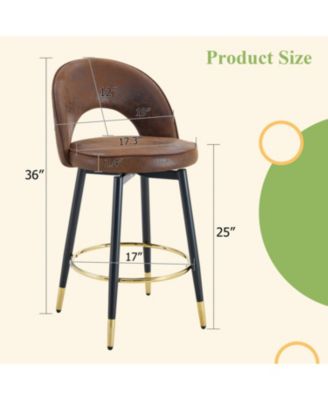  360 Brown Fabric Bar Chairs (Set of 2)