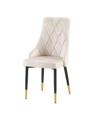 Beige Dining Chairs Set of 2 Living Room Chair Modern Kitchen Armless Side Chair