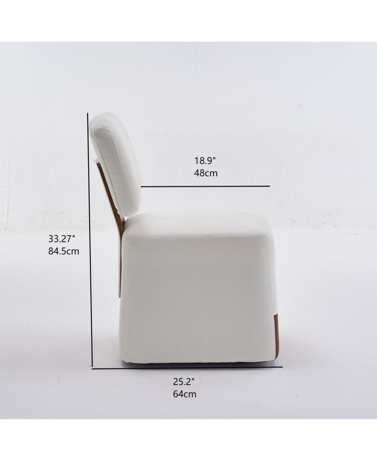 Streamdale Furniture Linen Upholstered Armless Dining Chair with Casters,Ivory