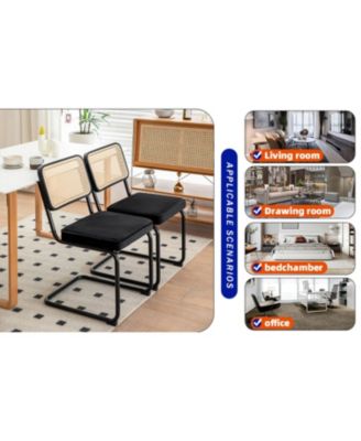 + Set of 2 + Velvet Rattan + Chrome Legs + Dining Chairs