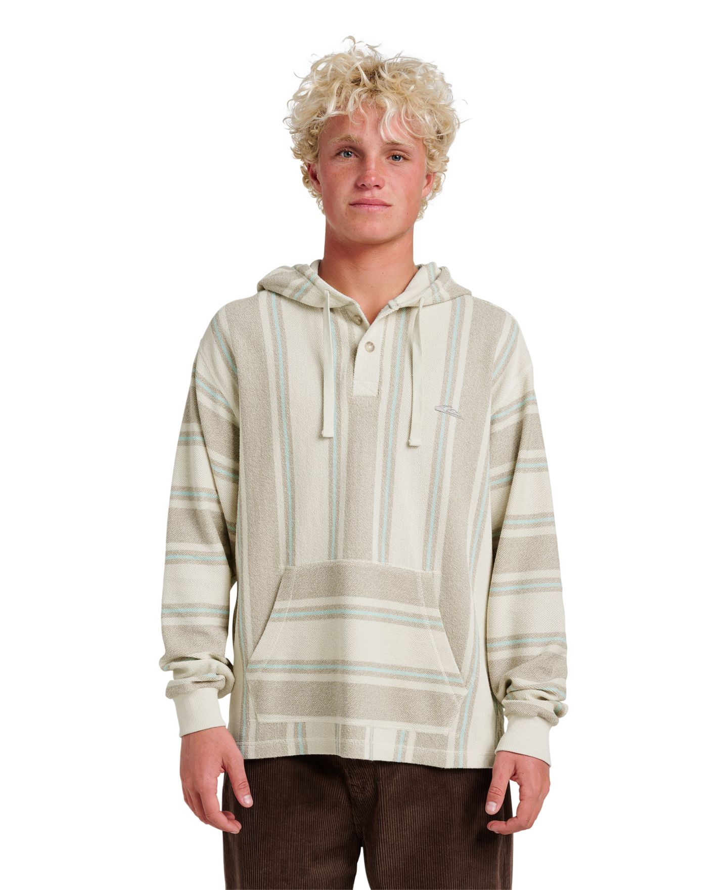 Мужское худи Quiksilver Playa Henley Placket Regular-Fit, цвет: Серебряный берёзовый — фото 1