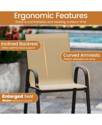 4PCS Outdoor Bar Stools 29'' Fabric Bar Height Stools w/ Armrests and Footrest