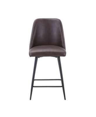 Mid-Century Modern Faux Leather Upholstered Counter Height Barstool (Set of 2