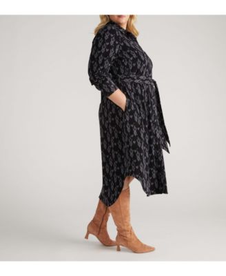 Plus Size Morgan Belted Stretch Flannel Shirtdress