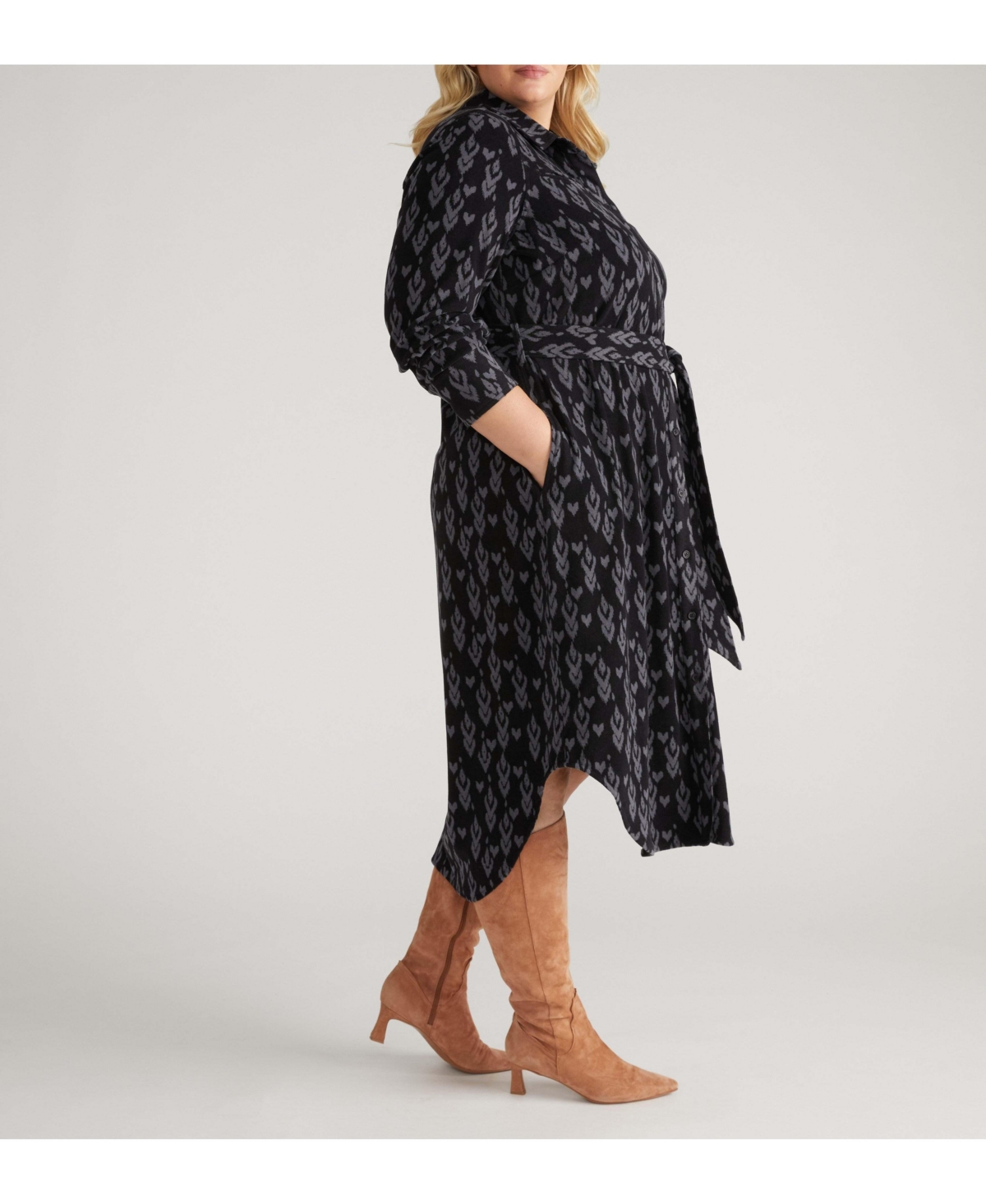 Universal Standard Women's Morgan Belted Stretch Flannel Shirtdress