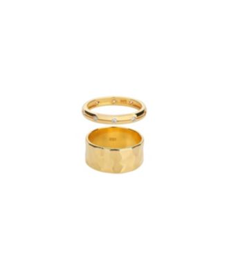 18k Gold Plated Sterling Silver Classic Gold Ring Duo Holiday Gift Guide