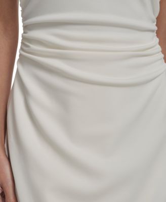 Women's Funnel Neck Shirred Waist Bodycon Dress