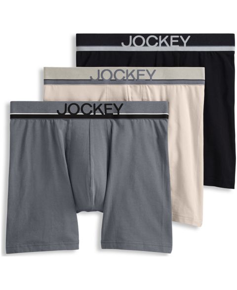 Трусы-боксеры для мужчин, с логотипом — Jockey, цвет: Серый / Бежевый