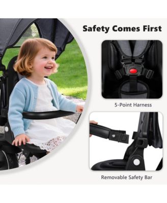 Kids Tricycle Stroller, 8 In 1 Folding Toddler Trike w/Adjustable Push Handle