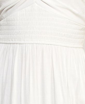 Juniors' Sweetheart Neck Puff-Sleeve Ruched Waist Midi Dress