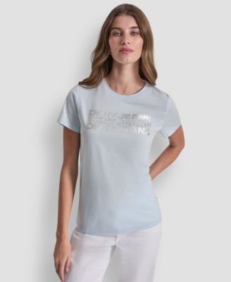 Women's Double Foil Horizontal Outline Stud Logo T-Shirt