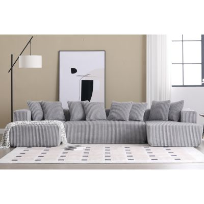  131" Modular U-Shape Striped Corduroy Sofa