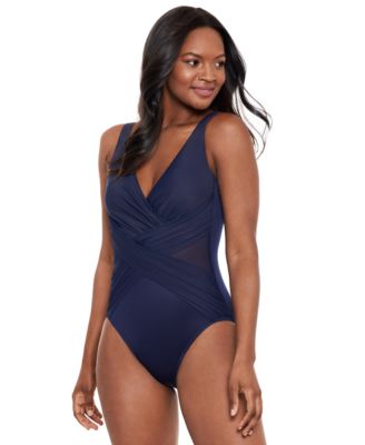 Women's Illusionist Crossover Allover Slimming One-Piece Swimsuit