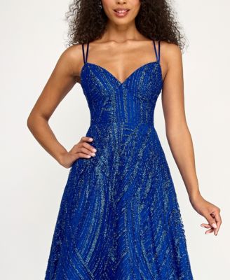 Juniors' Beaded Glitter Ball Gown