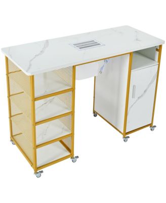 Marbling Texture Nail Table with Downdraft Vent