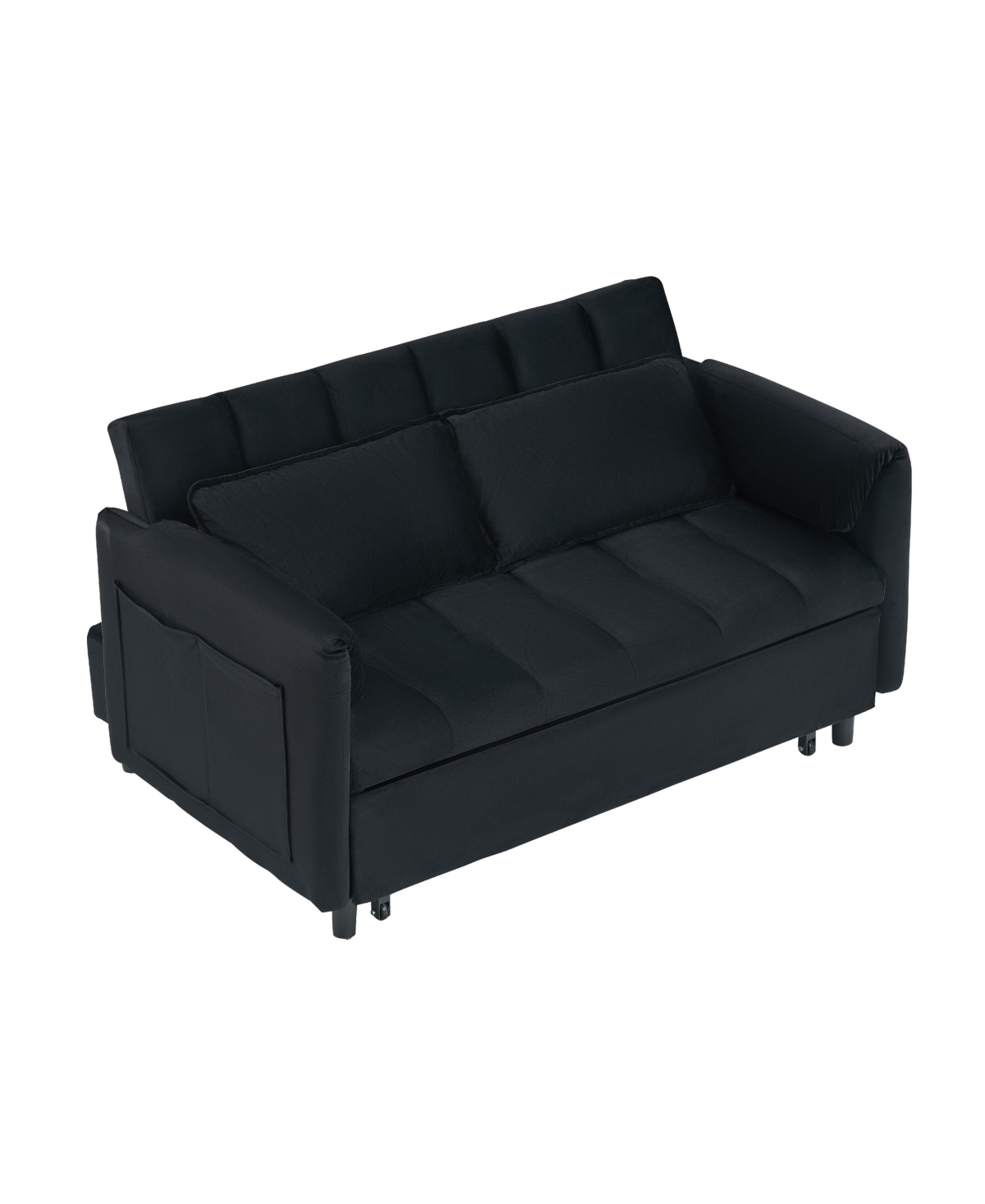 Streamdale Furniture 52" Black Velvet Sleeper Sofa with Pillows & Pockets