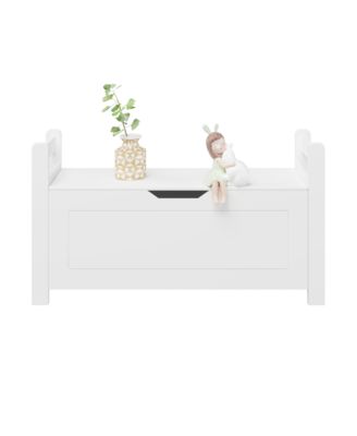 Kids Toy Organizer Chest White Wood Storage Trunk