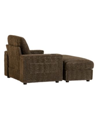 42" Oversized Faux Fur Chaise Lounge with Storage and Cup Holders