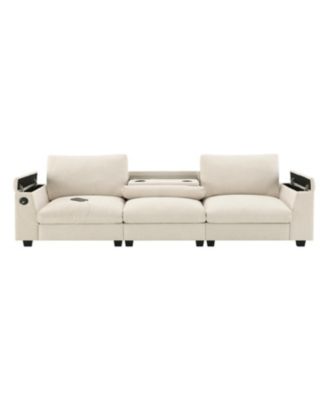 Streamdale Chenille Sectional Sofa with Drop Down Table & Bluetooth (96" L x 35" W)