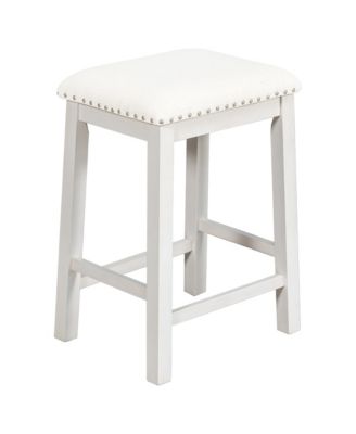 Streamdale 5 Pieces Counter Height Rustic Farmhouse Dining Room Wooden Bar Table Set with 2 stools and 2 Chairs, White