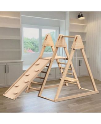  4-in-1 Juniper Foldable Indoor Play Gym for Kids Swing, Slide, Ladder, Climbing Wall