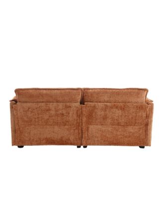  Chenille fabric, removable armrests with side pockets, high density sponge filling, oversized double sofa with footstool