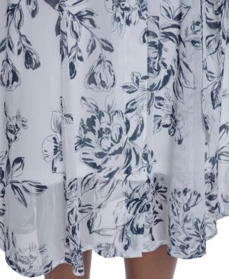 Women's Tie-Sleeve Printed Midi Dress