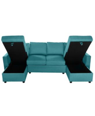 103.9" U-Shaped Sectional Sofa w/ Storage Chaise & USB