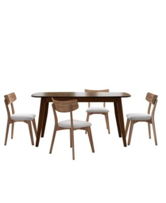5-Pc Mid-Century   Dining Set with Chairs