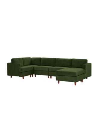 Corduroy 6-Seater Modular Sectional Sofa (Green)