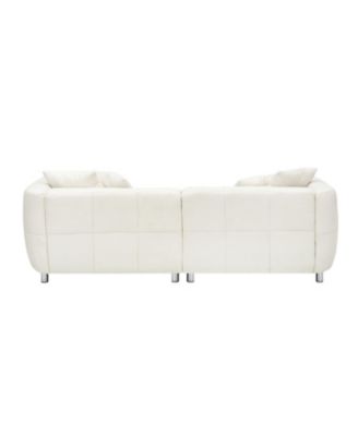 89" White Sofa with Metal Legs & Pillows