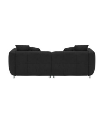89" Black Sofa Metal Legs 3 Seater Solid Wood Frame & Pillows