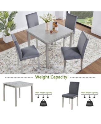 5-Piece Silver Grey Dining Set with Upholstered Chairs
