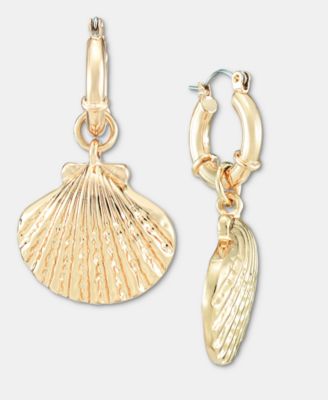 Shell Charm Hoop Drop Earrings