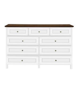 Rustic White 9-Drawer Dresser