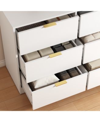 White 9 Drawer Dresser, 63" Large Chest of Drawers