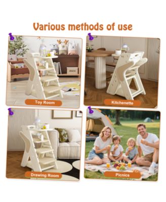 Adjustable Height High Chair with 5-Point Harness & Tray