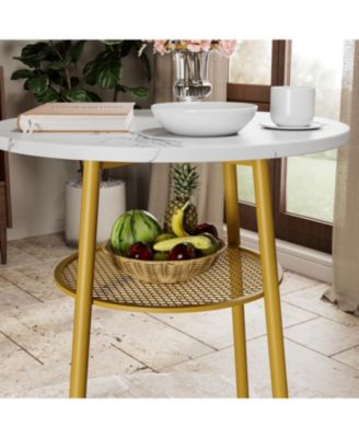 3-Pc Faux Marble Dining Set with 2 Stools