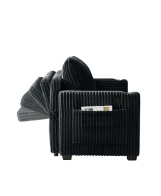 53" Corduroy Sleeper Sofa with USB Charging & Adjustable Back