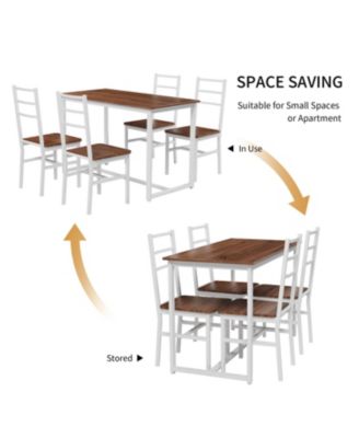 5-Piece Dining Table Set for 4, Space-Saving Design