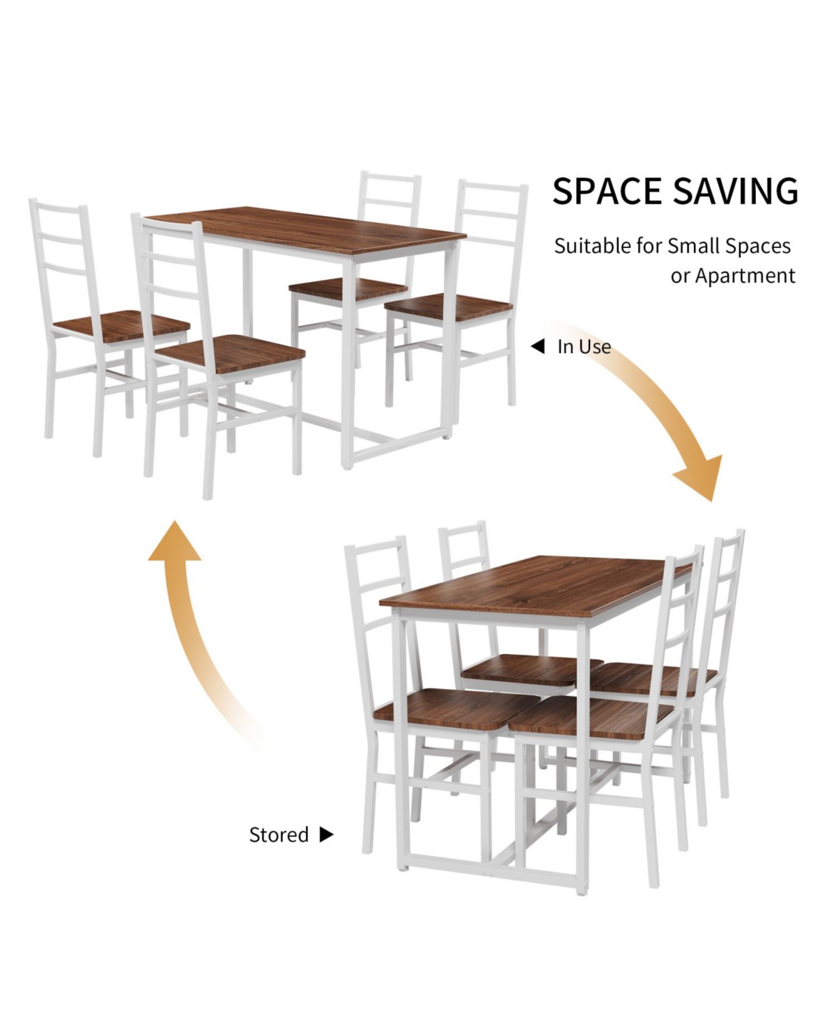 Streamdale Furniture 5-Piece Dining Table Set for 4, Space-Saving Design