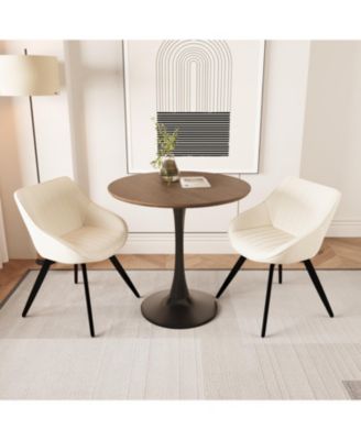 Streamdale 31.5" Walnut Round Dining Set- Table & 2 Chairs