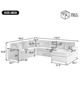 Oversized U-Shaped Sectional Sofa with Chaise Lounge.