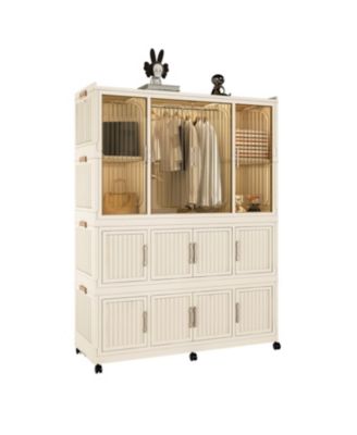 Portable Wardrobe Closet Organizer, 12 Cubes & Hanging Rod